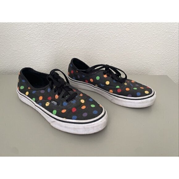 Vans Authentic Polka Dot Sneakers Casual Canvas Shoes Black Multi Size 4.5/6‎ - Picture 1 of 11